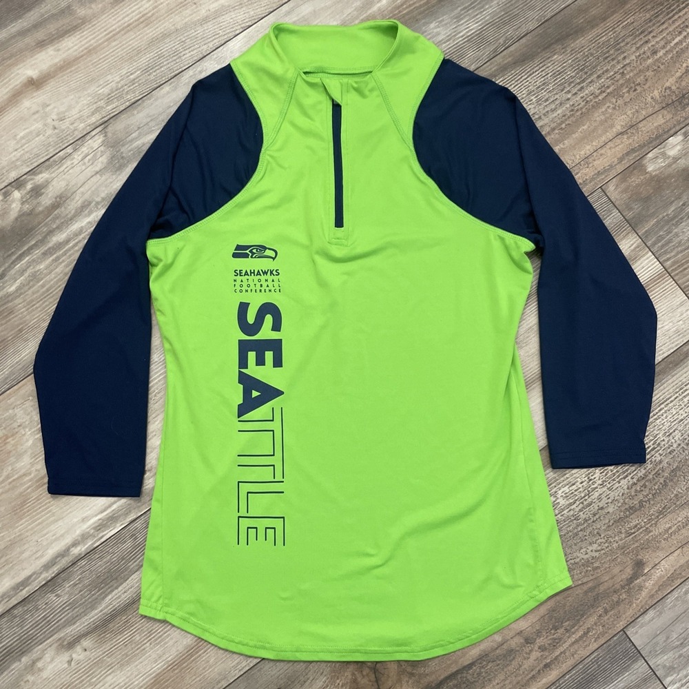 NFL Team Apparel Seattle Seahawks Half Zip Pullover Size Small--GO HAWKS!